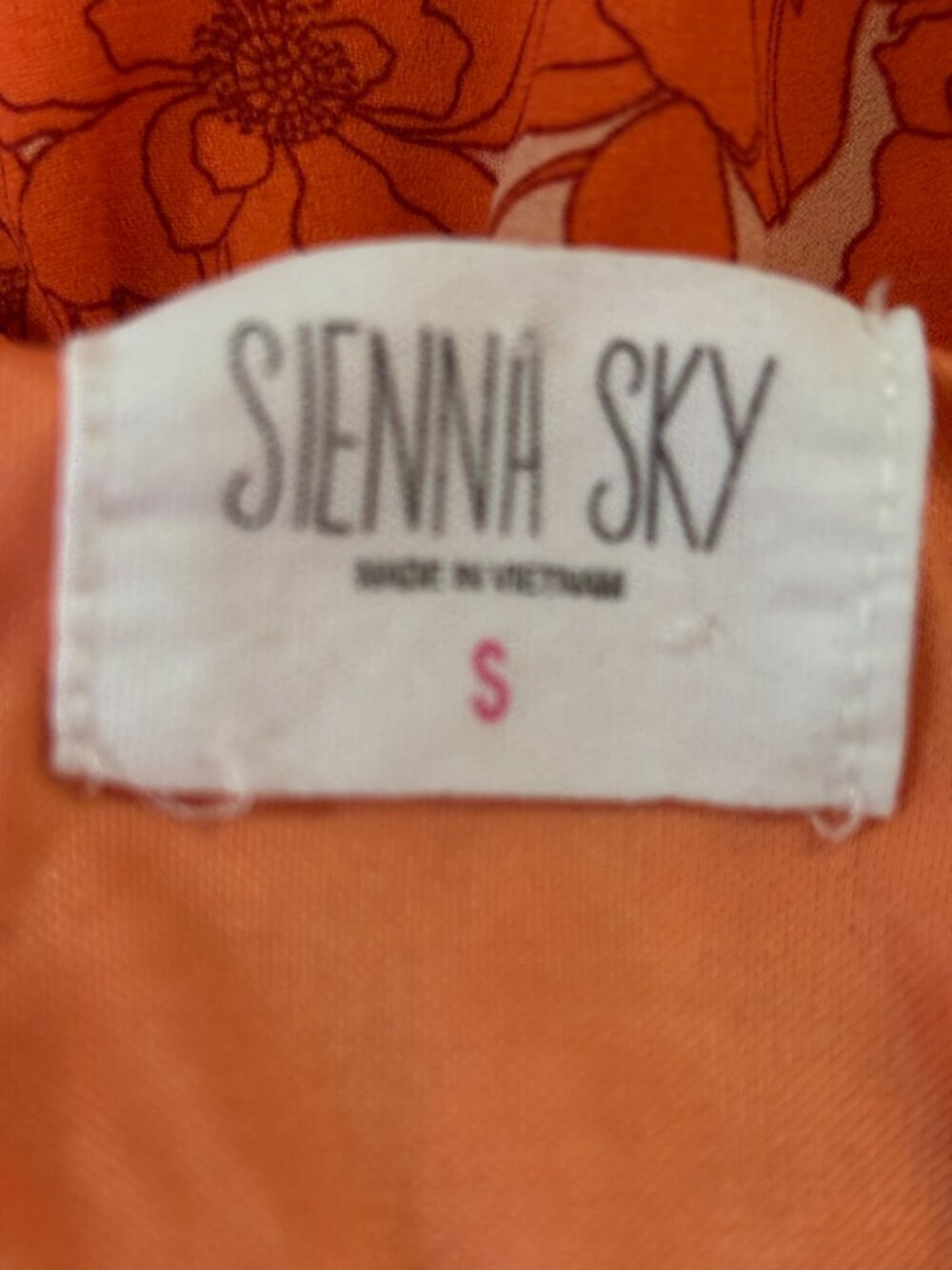 Sienna Sky Orange Floral Puff Sleeve Mini Dress Small Like New - Picture 4 of 6